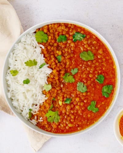 Lentejas con arroz.