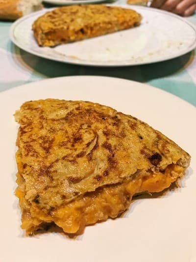 Tortilla de boniato al microondas